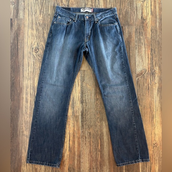 Levi’s 514 Slim Straight Jeans Mens 33 x 32 Dark Wash Blue Denim - Picture 2 of 11